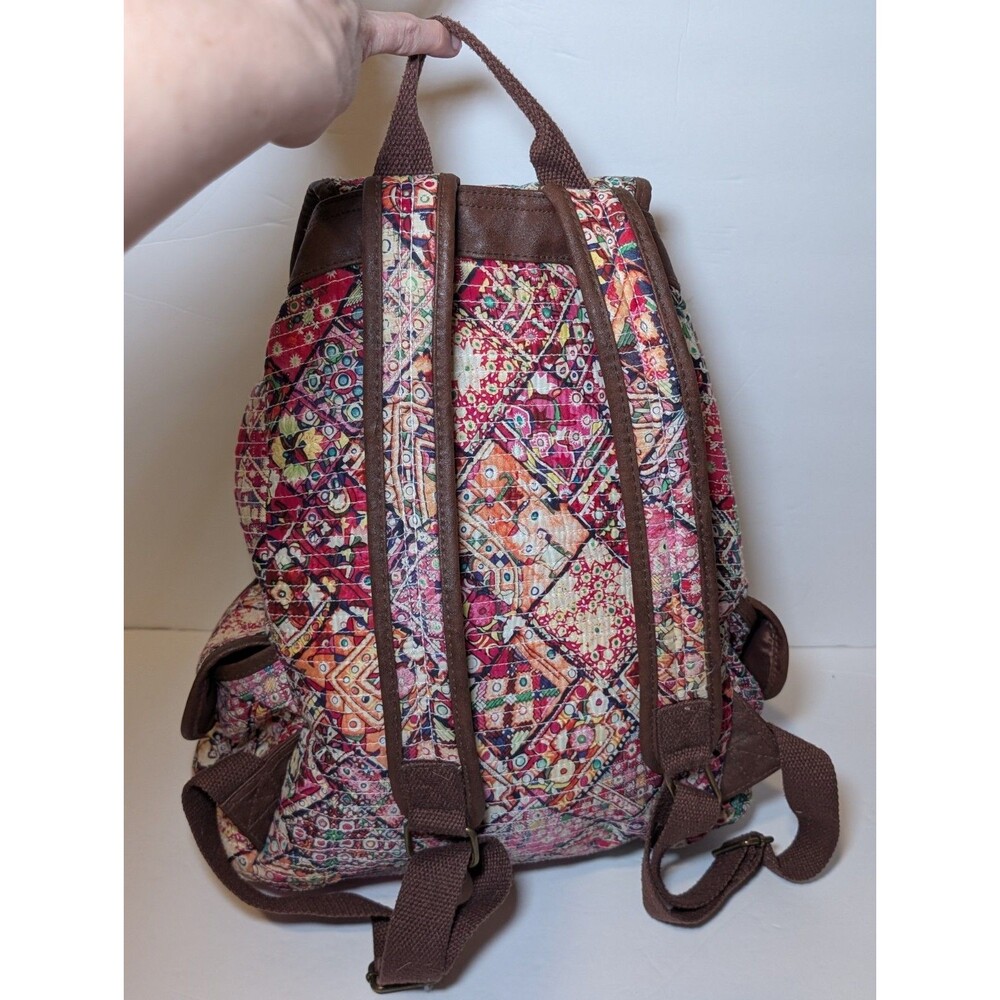 Mudd Vintage Backpack Pink/Brown/Blue/Orange with Cinch Buckle Drawstring - Picture 2 of 10